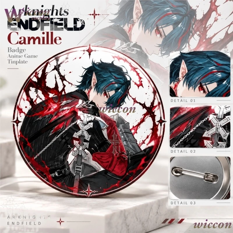 Arknights Endfield Camille Badge Anime Game Tinplate Brooch Fan Merch Comic Con Collectible Pin Decoration Party Halloween Cos