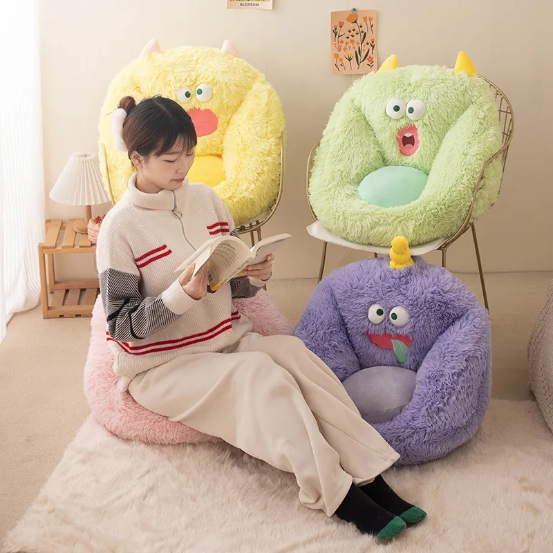 Kawaii Monster Cartoon Seat Cushion Super Soft Plush Pillow Giant Coloful Plushies Cushion for Girls Boys Presents Home Decor