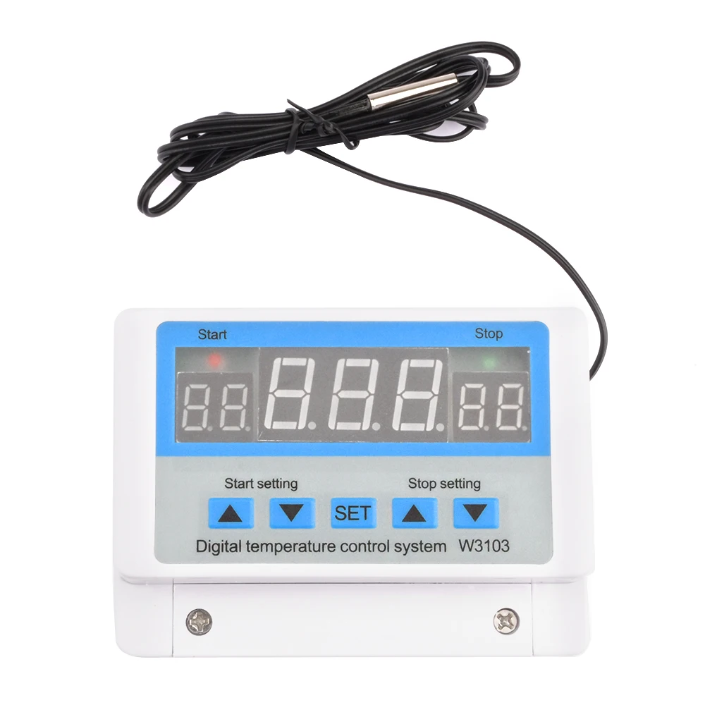 W3103 Digital Temperature Controller High-power Thermostat 30A Contact 12V 300W /24V 600W/220V 5000W Direct Output Wall Mount