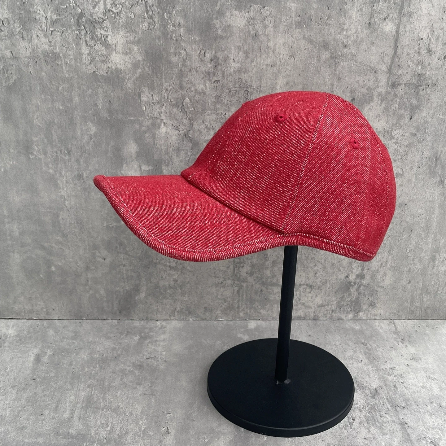 Vintage Red Cotton Denim Baseball Cap Unisex Wide Brim Deep Baseball Caps Versatile Outdoor Sport Sun Hats