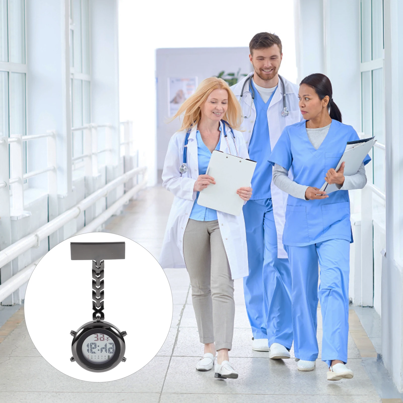 Electronic Digital Electronic Watch Ladies Nurses Fob Metal Mirror Glass Kid'S Watch Material Kid Nurse Doctor Gift