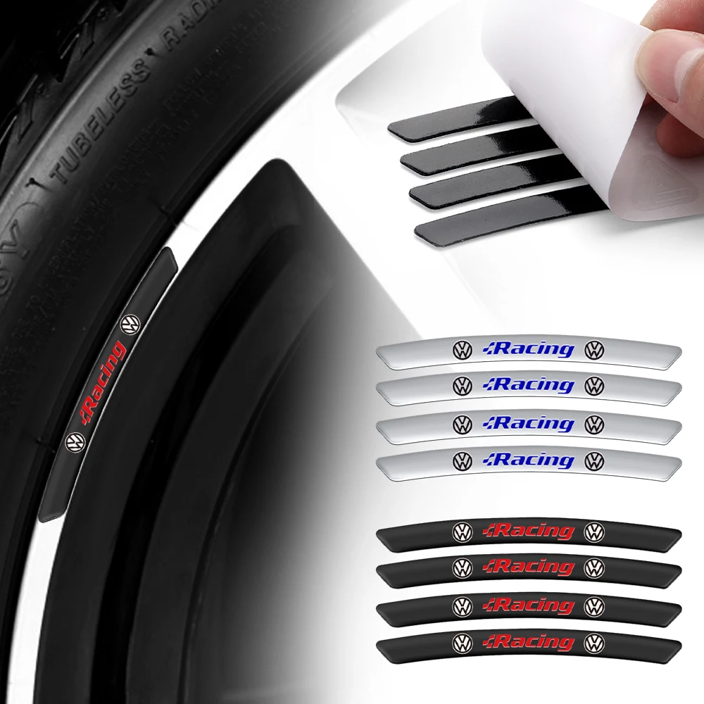 4PCS Black/Sliver aluminum metal Car badge Emblem Wheels Rims Stickers Decal Auto Accessories For Volkswagen GTI Golf POLO RLINE