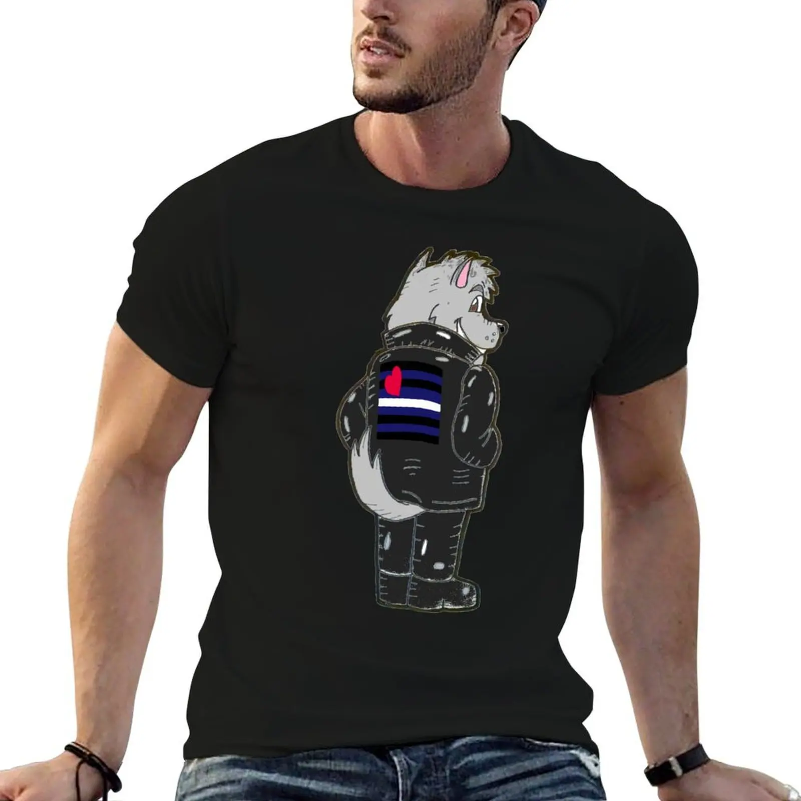 

Leather Flag Wolf T-Shirt t shirts cotton 100% t shirt men 100% cotton luxury brand T-Shirt