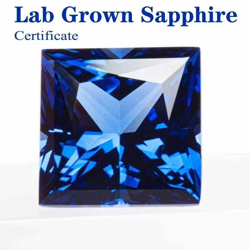 

Lab Grown Sapphire Princess cut Blue Color VVS1 Selectable AGL Certificate Gemstone Charms beads Diy Jewelry Making Materials