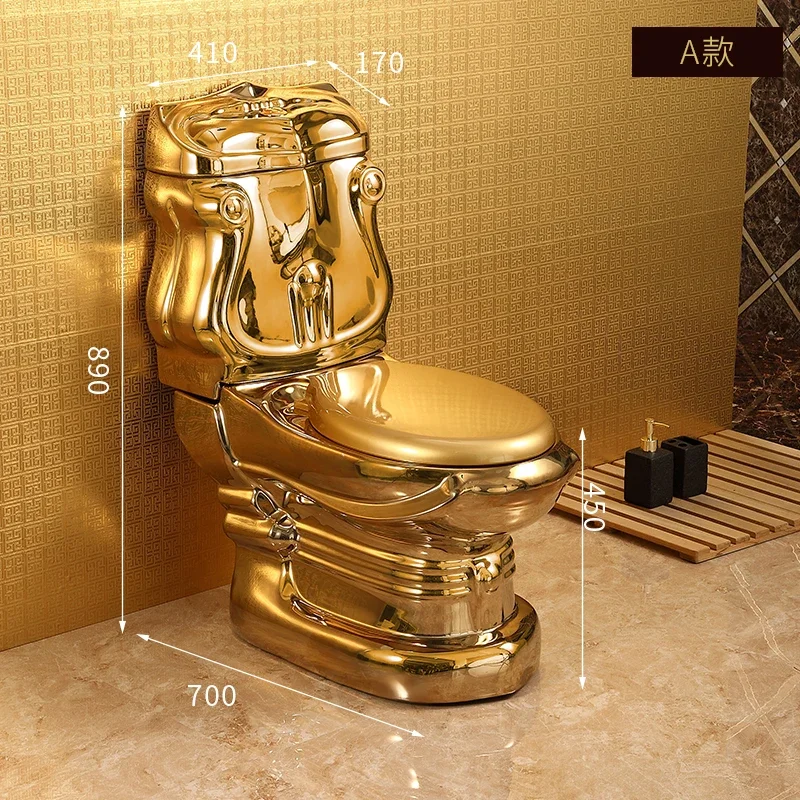 

Toilet Color Gold Creative Silent Large Diameter Gold Toilet Retro Relief