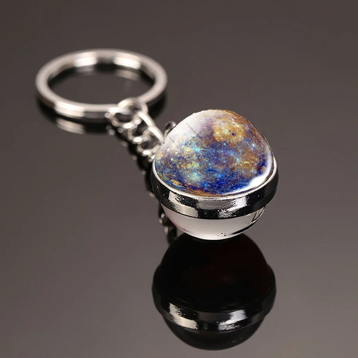 Leuchtender Universum-Stern-Schlüsselanhänger Sonnensystem-Erde-Anhänger Galaxie-Nebel Doppelseitiger Glaskugel-Schlüsselanhänger Charm-Accessoires – Detail 12
