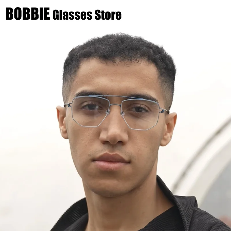 Denmark Titanium Rim Square Glasses Frame Men Business Eyewear Screwless Double Beam Handmade Eyeglasses Edwin 2025 High Quality