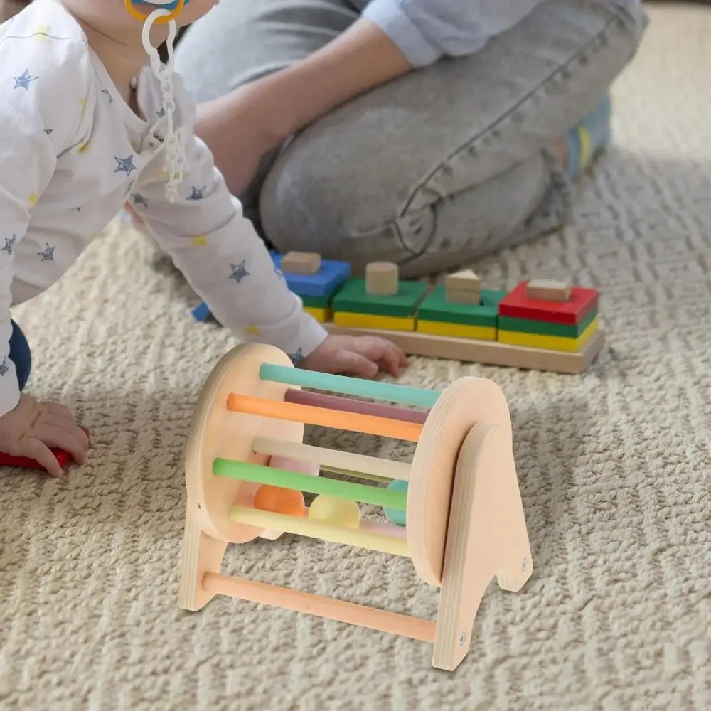 Tambour rotatif arc-en-ciel en bois, forme de couleur, Cognition, boule Montessori, jouet pour enfants, Puzzle, éducation précoce, jouet à tambour occupé