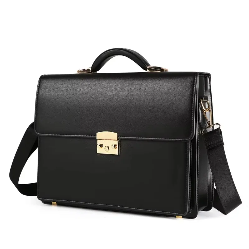 

Men's briefcase leather lock briefcase men's business notebook messenger bag