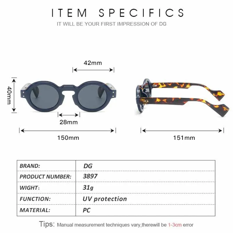 YOOSKE النظارات الشمسية المستديرة النساء الرجال فاسق مزدوجة اللون ظلال الرجعية المسامير الديكور تتجه نظارات شمسية واضح عدسة الإطار UV400 #6