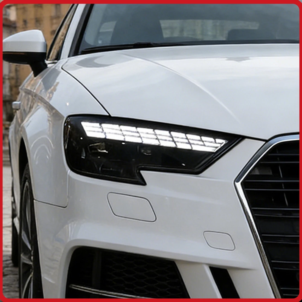 

Передние фары для Audi A3 2017-2020, комплект фар с LED-подсветкой, эффект включения, динамический указатель поворота, установка Plug and Play