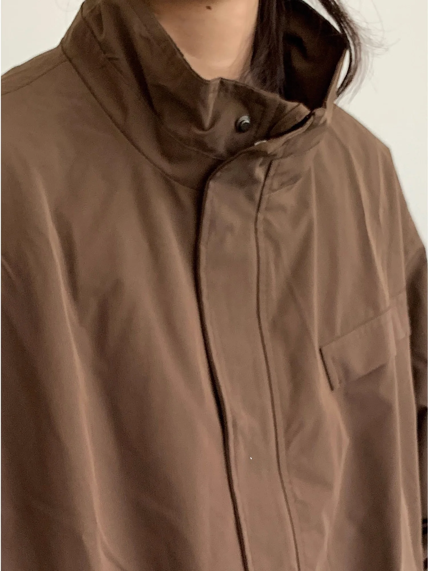 Retro American Sle ex Casual Loose Fit Coffee Brown Mountain Series Béisbol Jaet Abrigo para hombres y mujeres