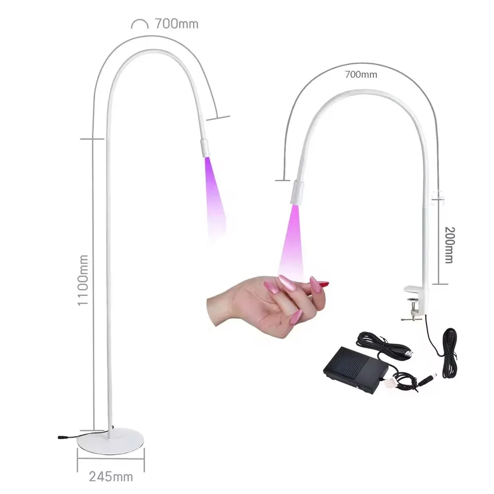 5V USB  LED UV Purple Line Adhesive Curing Lamp Beauty Nail Eyebrow False Eyelash Grafting Foot Step LED Floor Lamp