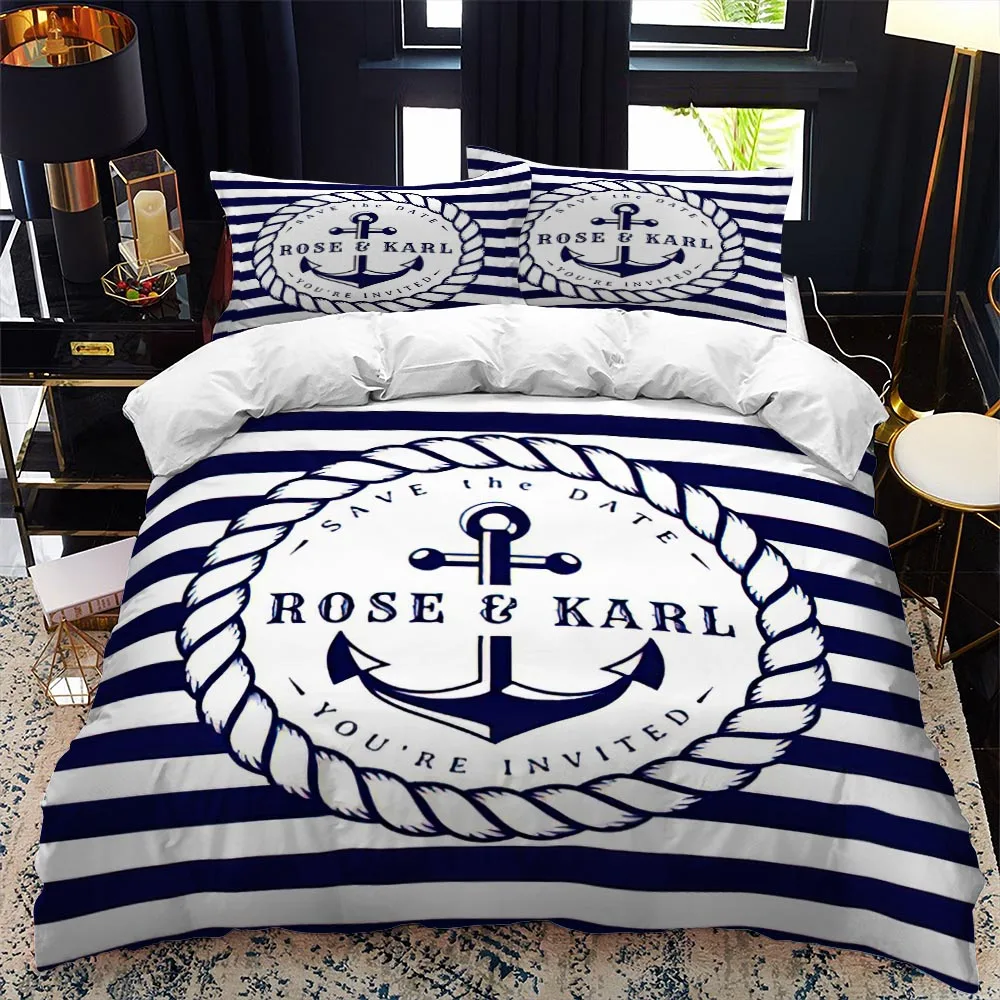 Nautical Series Bedding Set Boys Girls Twin Queen Size Duvet Cover Pillowcase Bed Kids Adult Fashion Home Textileextile