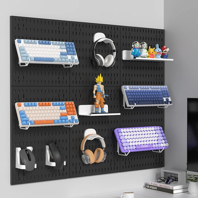 Multifunktionales, stanzfreies, an der Wand montiertes Stecktafel, perforiertes Brett, ist das Lagerregal frei kombiniert für die Aufbewahrung zu Hause.