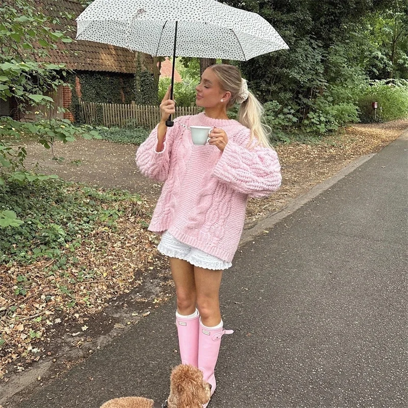 

Cable Knit Pullover Sweater Chunky Loose Slouchy Vintage Slimming Warm Fall Winter Casual Outfit For Women Cozy Date Night Gift