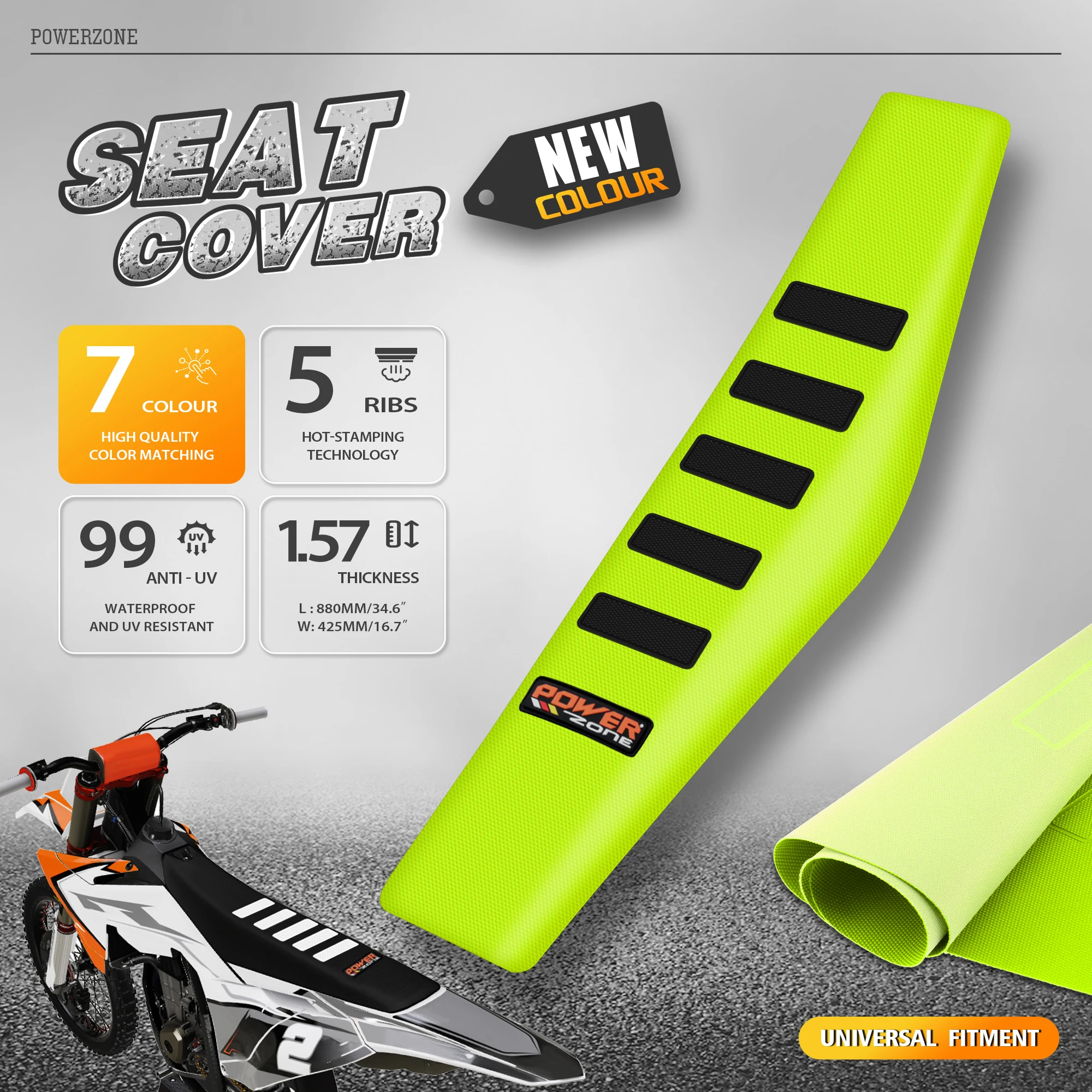 

Powerzone Gripper Motorcycle Seat Cover Antislip Upset Waterproof Seat Cushion For SXF EXC KXF CRF YZF WR TC TE