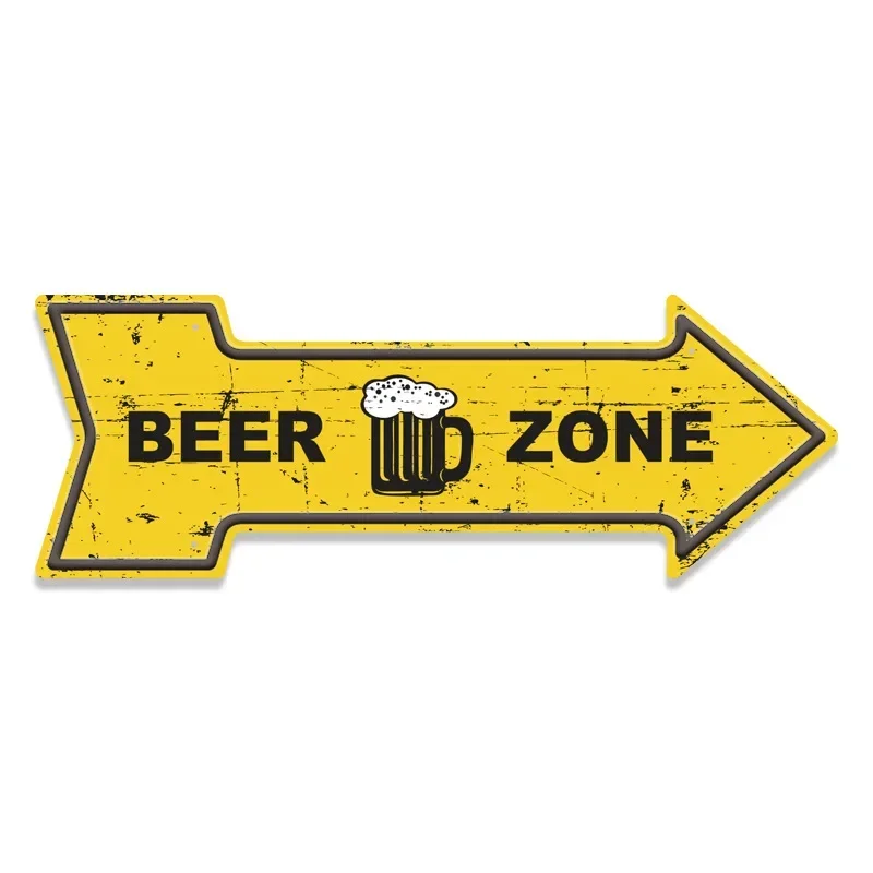 Custom Metal Tin Sign Vintage Arrow Signs Decor Welcome Beer Zone BBQ Bar Barbershop Wall Plate Painting Art Crafts Decoration