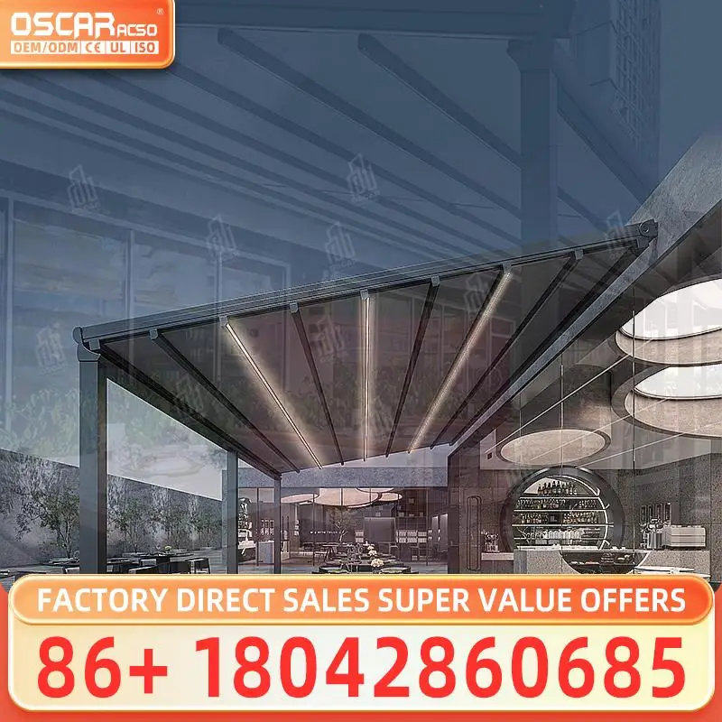 

Motorized Retractable Sun Shading for Outdoor Use in Backyards and Patios Retractable Canopy Pergola