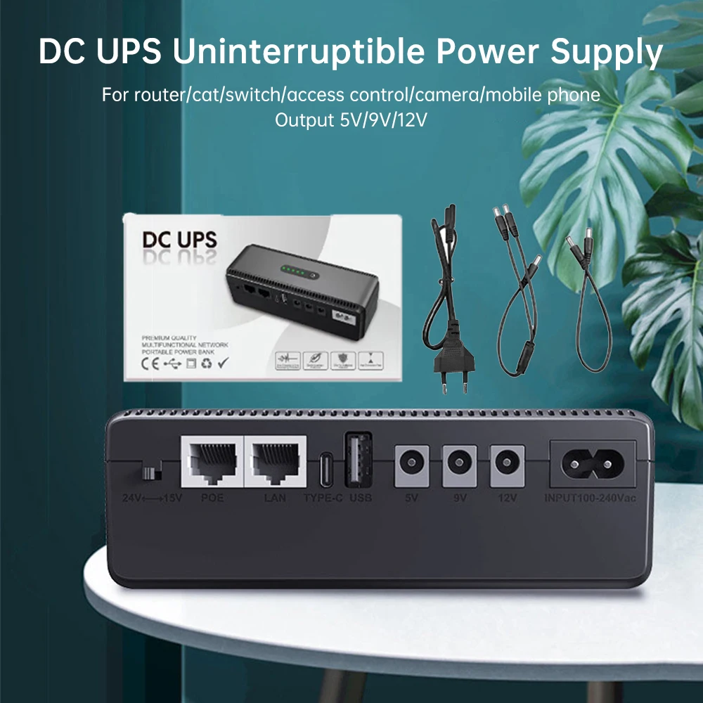 Imagem -02 - Plug Tipo-c dc Bateria Ups Backup Fonte de Alimentação Ininterrupta 880010400mah 5v 9v 12v 1a 2a 85265v eu