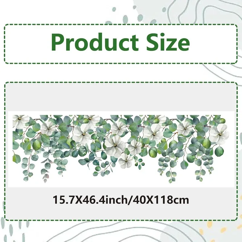 1pc 118x39cm Large Eucalyptus Leaves Window Clings Spring Green Leaf Flowers Window Decals Summer Hanging Vine Window Stickers