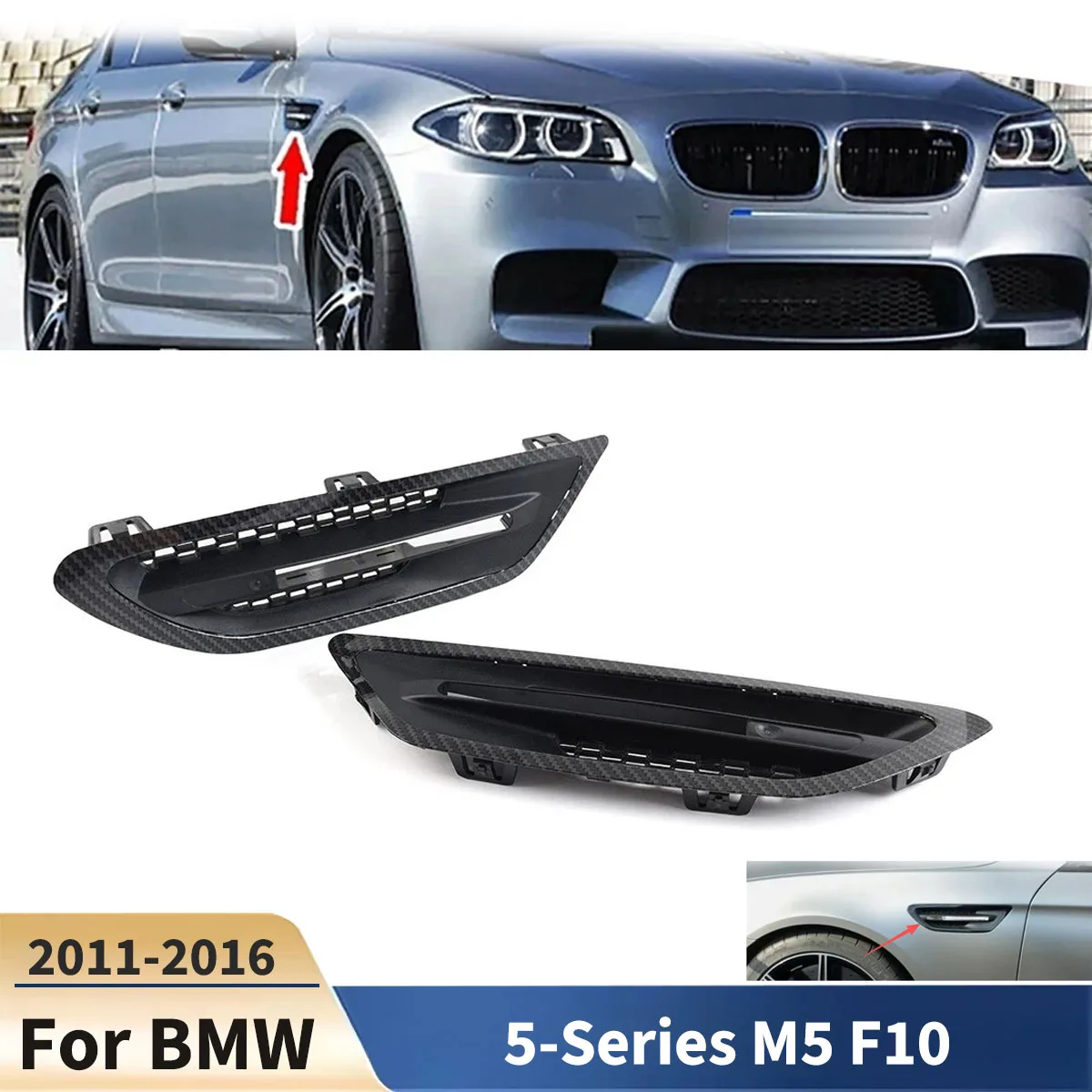 

Car Side Fender Air Vent Trim Cover for BMW 5 Series M5 F10 2011-2016 Splitter Air Vent Cover Hood Grille Automobiles Tuning