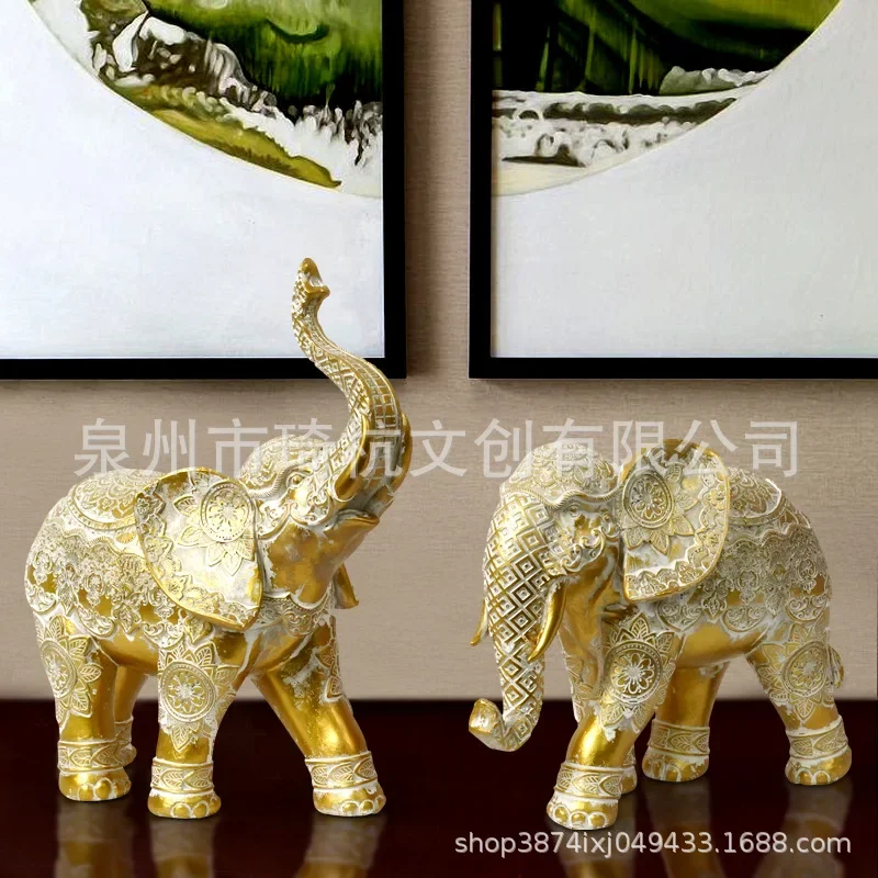 Elephant Home Decor Statue Living Room Decoration Figurine Resin Sculpture Key Storage Ornament Tray Gift for Interior