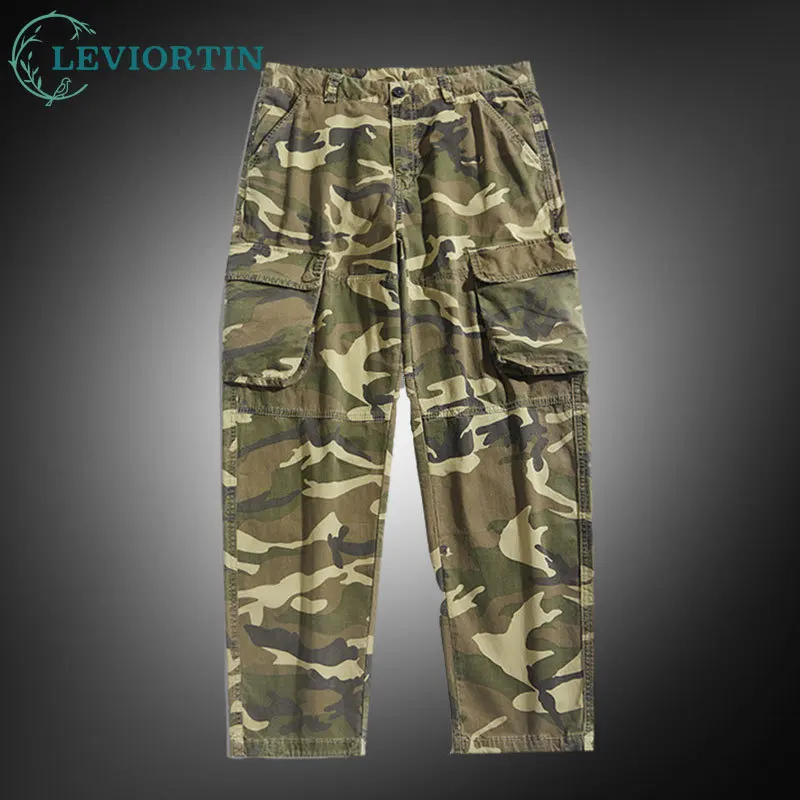 Men's Multi Pocket Workwear Pants American Streetwear Cargo Pants High Quality Harajuku Casual Camouflage Straight Trousers Male