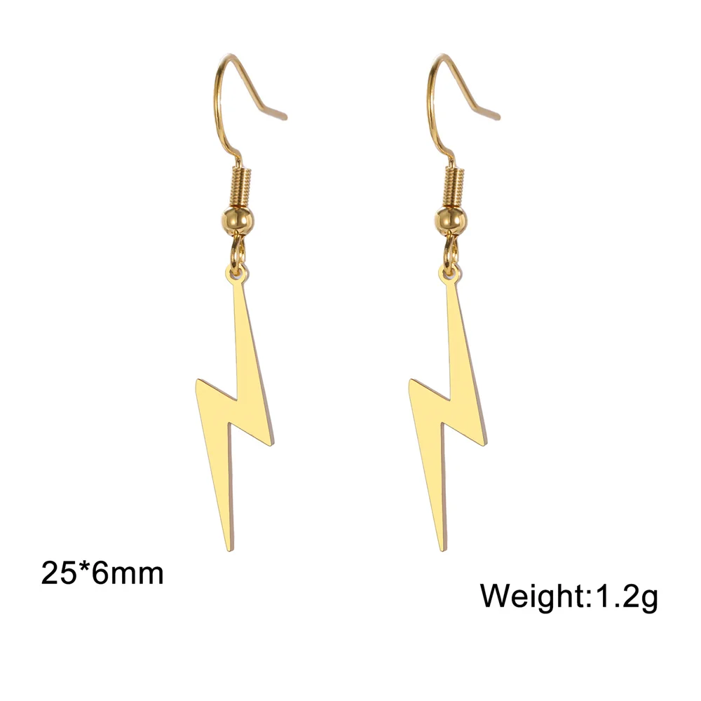 Women's Lightning Drop Earrings Stainless Steel, Punk Style