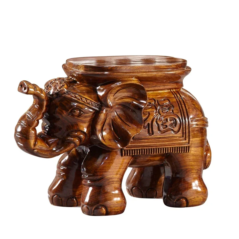 

1Ugyen Wood Solid Wood Lucky Elephant Carved My Lucky Stars Elephant Baby Stool
