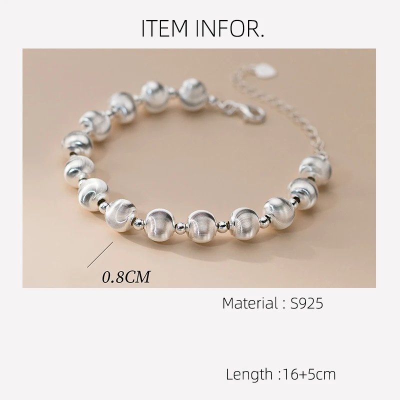 La Monada 16+5cm Simple Silver Bead Bracelets For Women Silver 925 Geometric Bead Chain Sterling 925 Silver Women\'s Bracelet