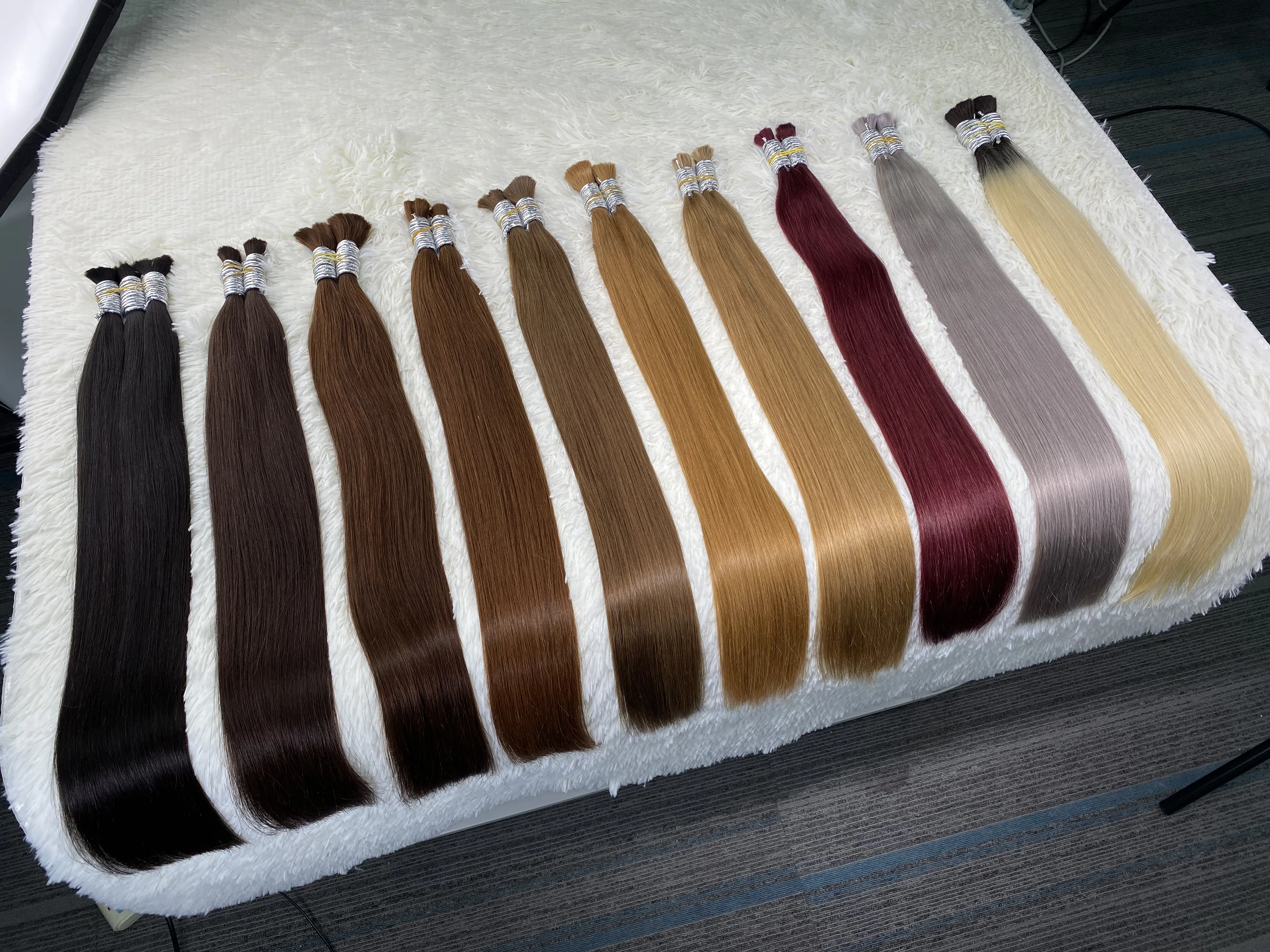 Brazilian human hair 18-30 Inches Long Straight Hair Braiding Bulk Hair Extensions 100% Raw Hair Quality Loiro Natural