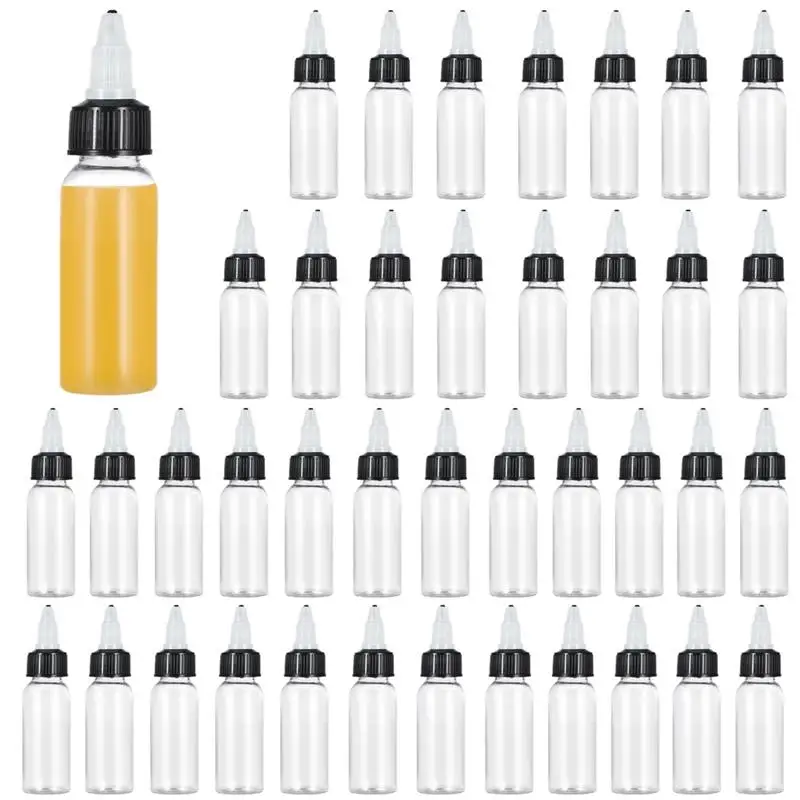 64PCS Clear Dispensing Bottles 4oz Plastic Squeeze Bottles With Twist Top Caps For Oils Inks Liquids Squeeze Bottles For Crafts