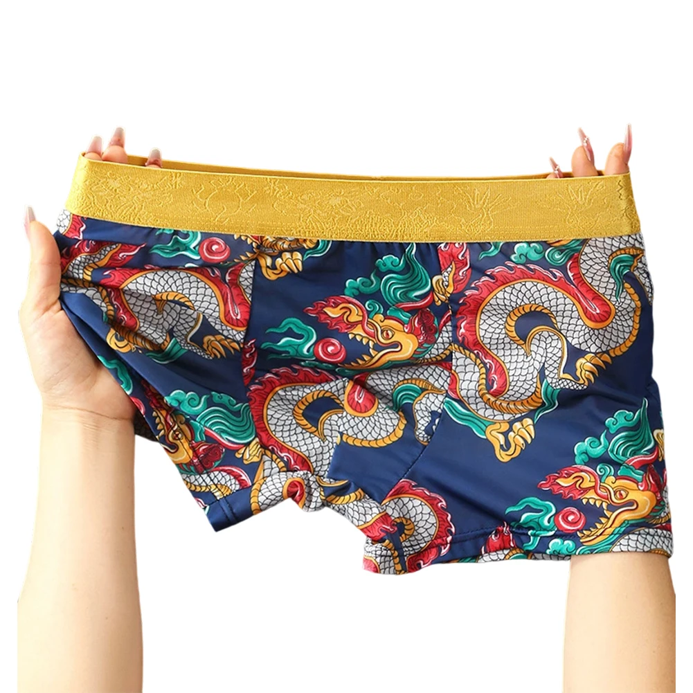 Classic Theme Underwear Black Dragon Pattern Boxer 10 Spandex Material Applicable For Male Brand New Condition