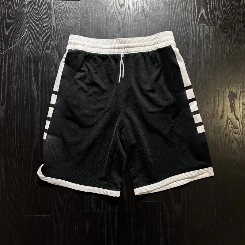 Minimalist Black White Basketball Shorts Quick Drying Fabric Drawstring Unisex Street Loose Sports Pants Trend Thin Shorts Moto