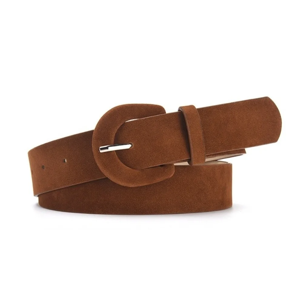 Suede Material Women's Belt Vintage Style Buckle Closure Leather Belt Simple Design High-End Feeling Waist Belt Y2K Style