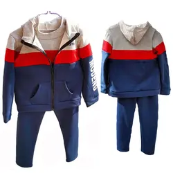 New Kids Girls Boys Suit Spring Autumn Children Clothes Set Plus Velvet Hoodies Sweatshirt+Vest+Pants 3Pcs Casual Sport Outfit