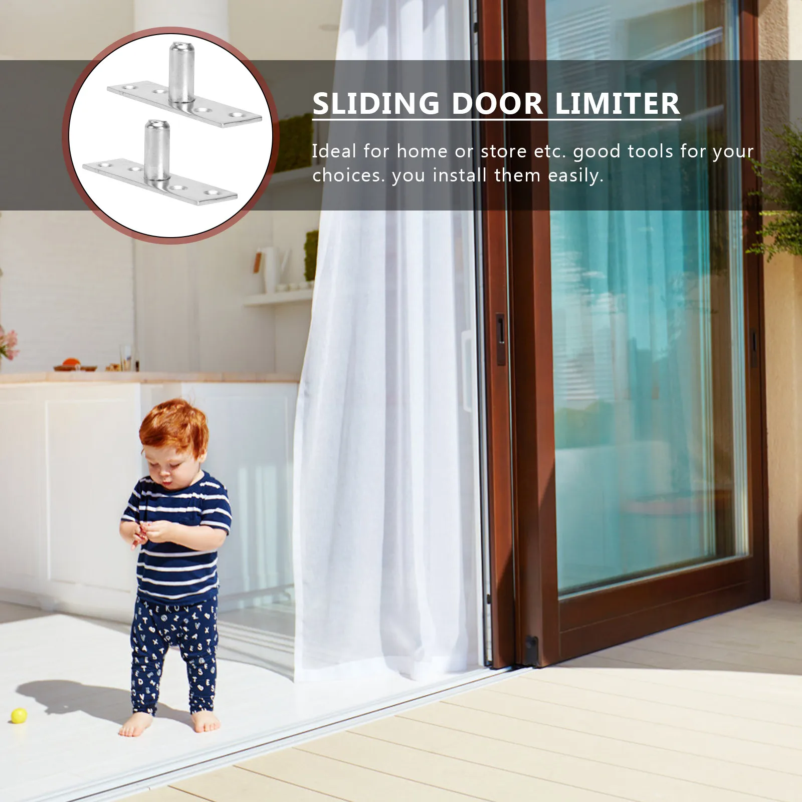 2Pcs Sliding Door Limiters Stainless Steel Smooth Surface Noise Reduction Door Holder Easy Install for Home Store Doorstop