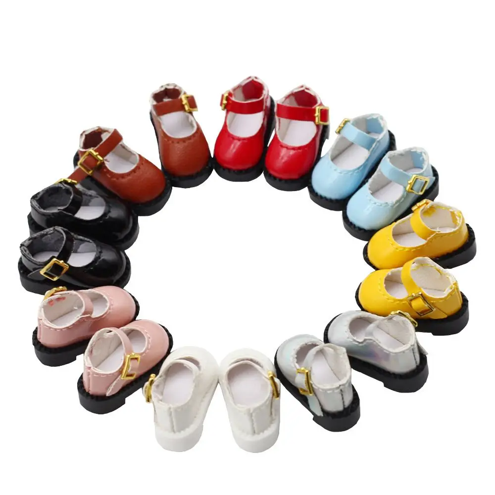 For ob11 1/12 Single Button Toys Handmade Doll Clothes Accessories Girls Gifts Mini Mary Jane Bright Leather Shoes