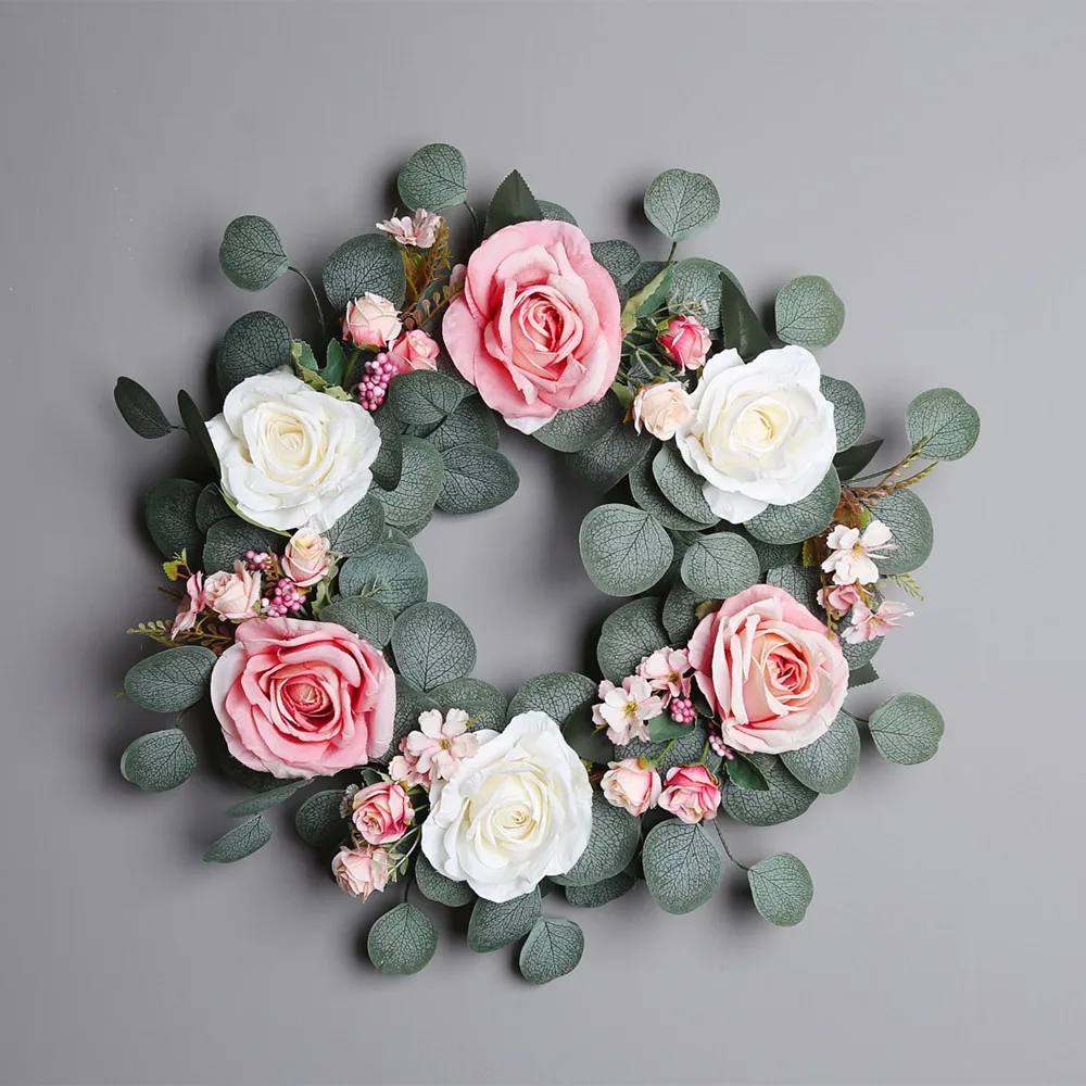 Baby Photography Props Simulation Rose Garland 50CM Living Room Wall Hangings Door Decoration Take Photo Background Xmas Decor