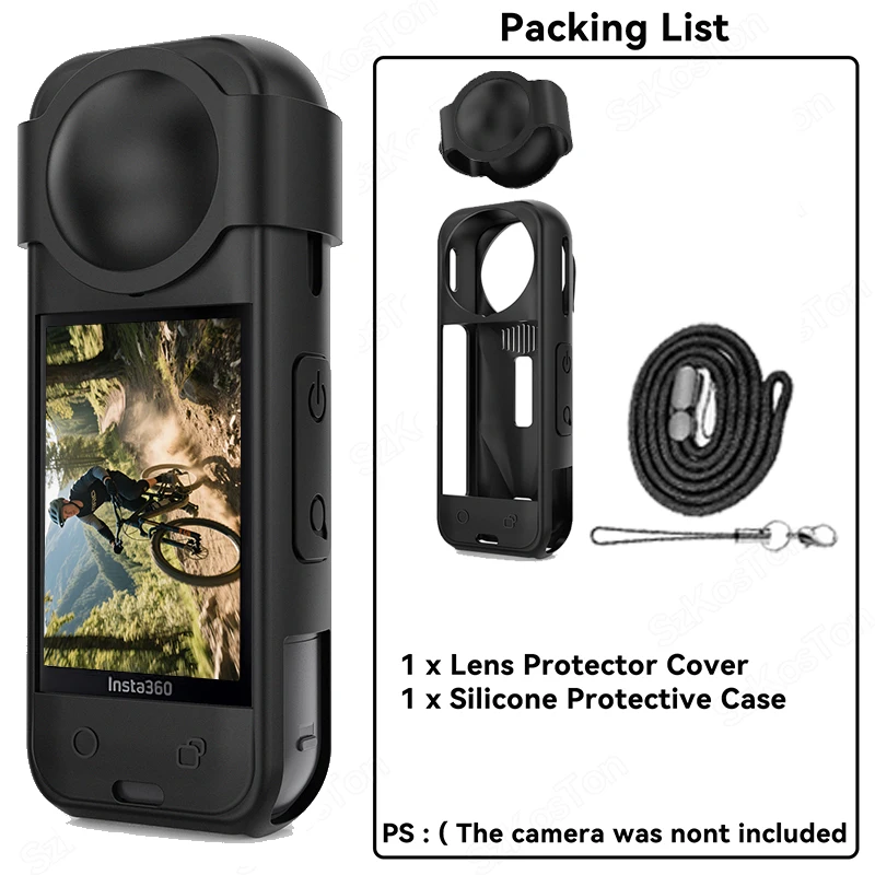 Für Insta 360X5 Kamera Schutzzubehör Kit Objektivschutz/Silikon Schutzhülle/Displayschutzfolien/Kameratasche