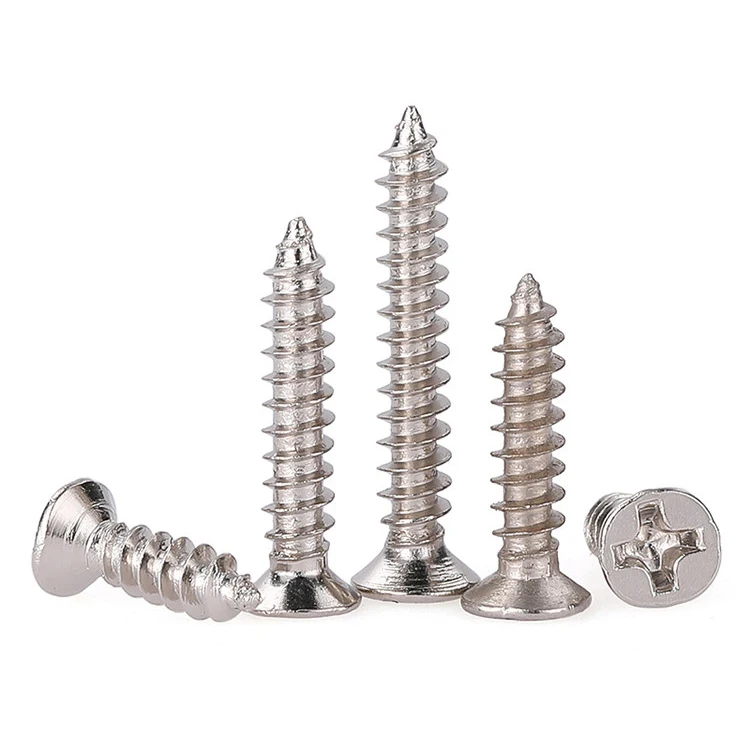 M1 M1.2 M1.4 to M4 Mini Nickel Plated Carbon Steel Cross Recessed Countersunk Flat Head Self-tapping Screw Wood Furniture Screw