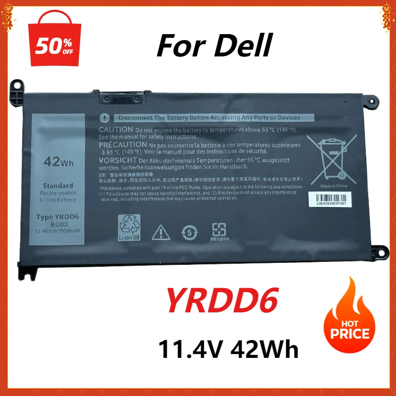 

YRDD6 Laptop Battery for Dell Vostro 3491 3501 3590 3490 3591 5490 5581 5481 3400 3401 3405 3500 for Dell Inspiron 15 3000 5498