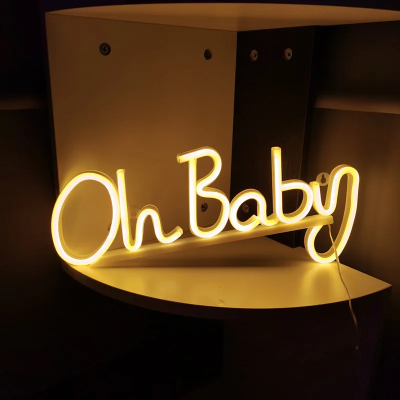 Imagem -04 - Baby Neon Sign para Wall Decor Luz Led Brilhante Festival Atmosfera Decoração Baby Shower Amantes Presente Adulto Contexto oh