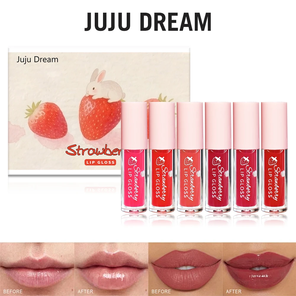 6 Stück weiche, leuchtende, feuchtigkeitsspendende Textur, langanhaltender, feuchtigkeitsspendender, pigmentierter Lipgloss, natürliches Schimmer-Finish, Geschenk für Frauen