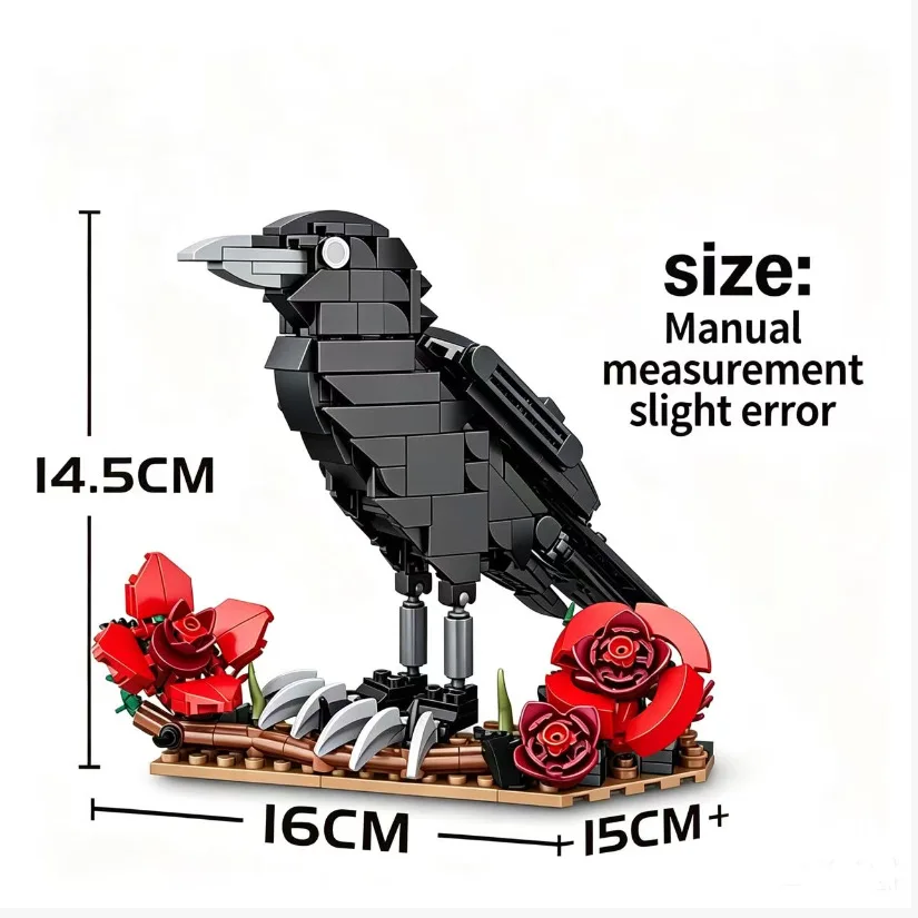 New Building Blocks Crow Flower Purple Rose Bundle Halloween Gift Assembly Creative Ornament - view 3