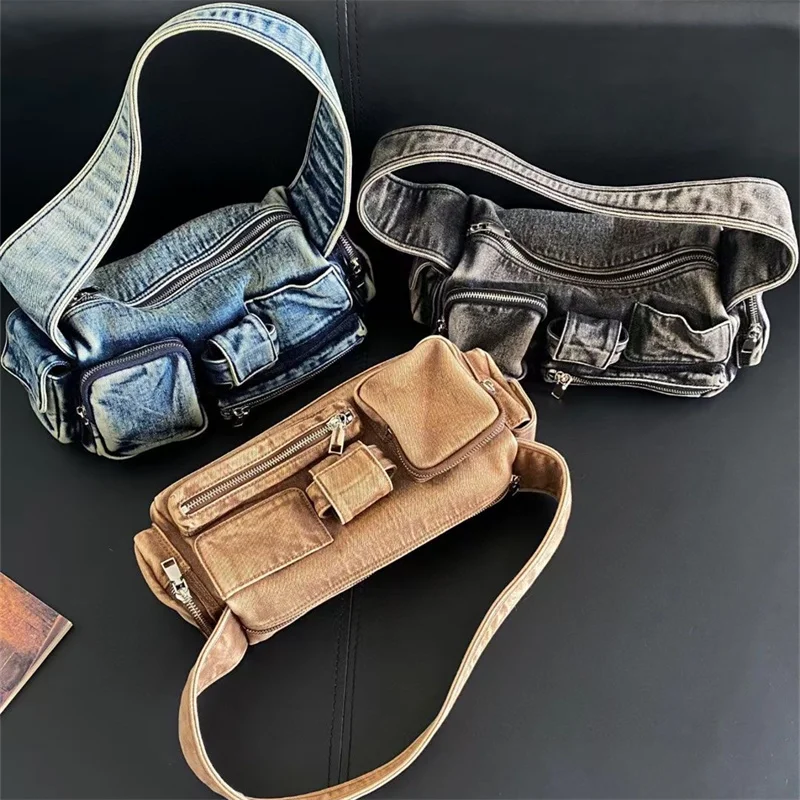 Denim Vintage Messenger Bag for Women Tote Handbag Fashion Jeans Crossbody Shoulder Bag Large Capacity Causal Ladies Satchel Bag