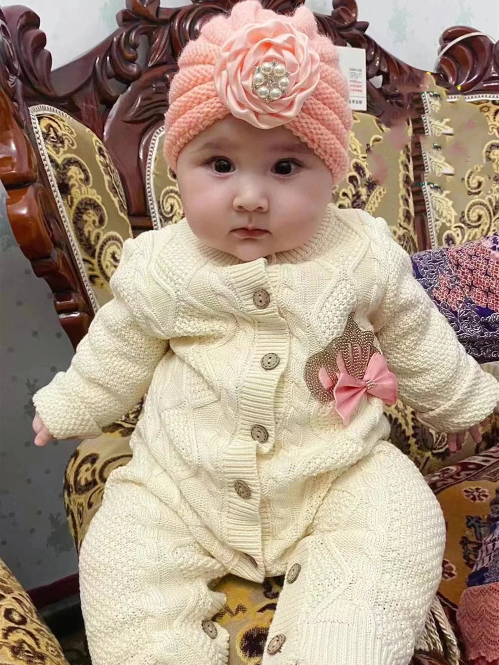 dollbling-mono-de-ganchillo-para-bebe-con-gorro-ropa-de-algodon-tejida-para-recien-nacido-conjunto-de-pijama-blanco-con-corona-de-diamantes-de-imitacion-rosa-y-dorado