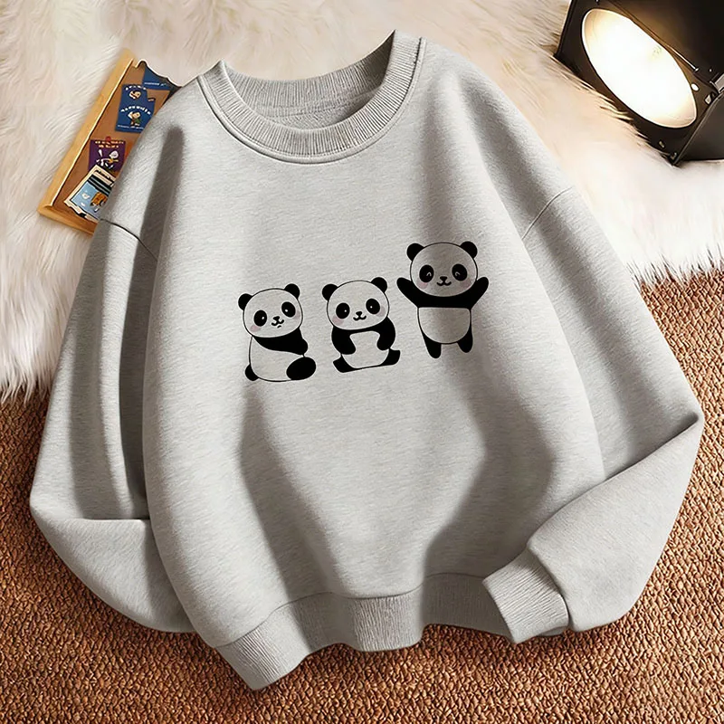 Y2k Lustiger Kinder-Sweatshirt-Pullover, Frühlings-Happy-Panda-Hoodie mit süßem Rundhalsausschnitt und Grafikdruck für Jungen/Mädchen