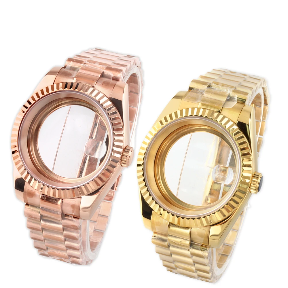 

Gold Case 36mm 39mm NH35 Case Sapphire glass Men's Watch Parts Presidential Strap Bracelet For Datejust Seiko NH35 NH36 Movement